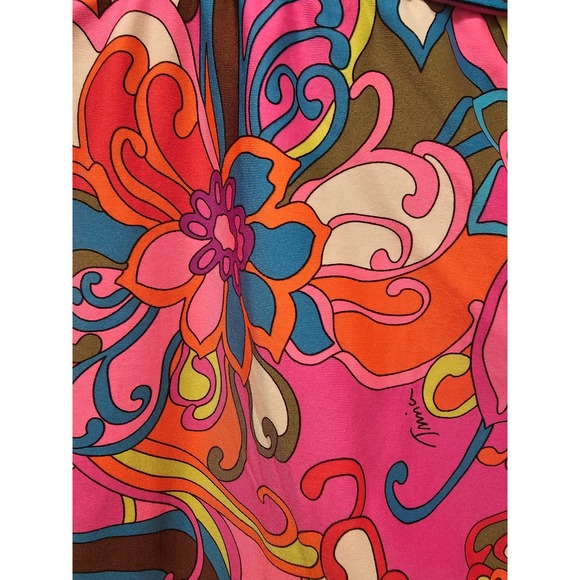 Trina Turk Multicolor Pink One Piece Bathing Suit Gold Accessories sz 8 - Picture 5 of 11